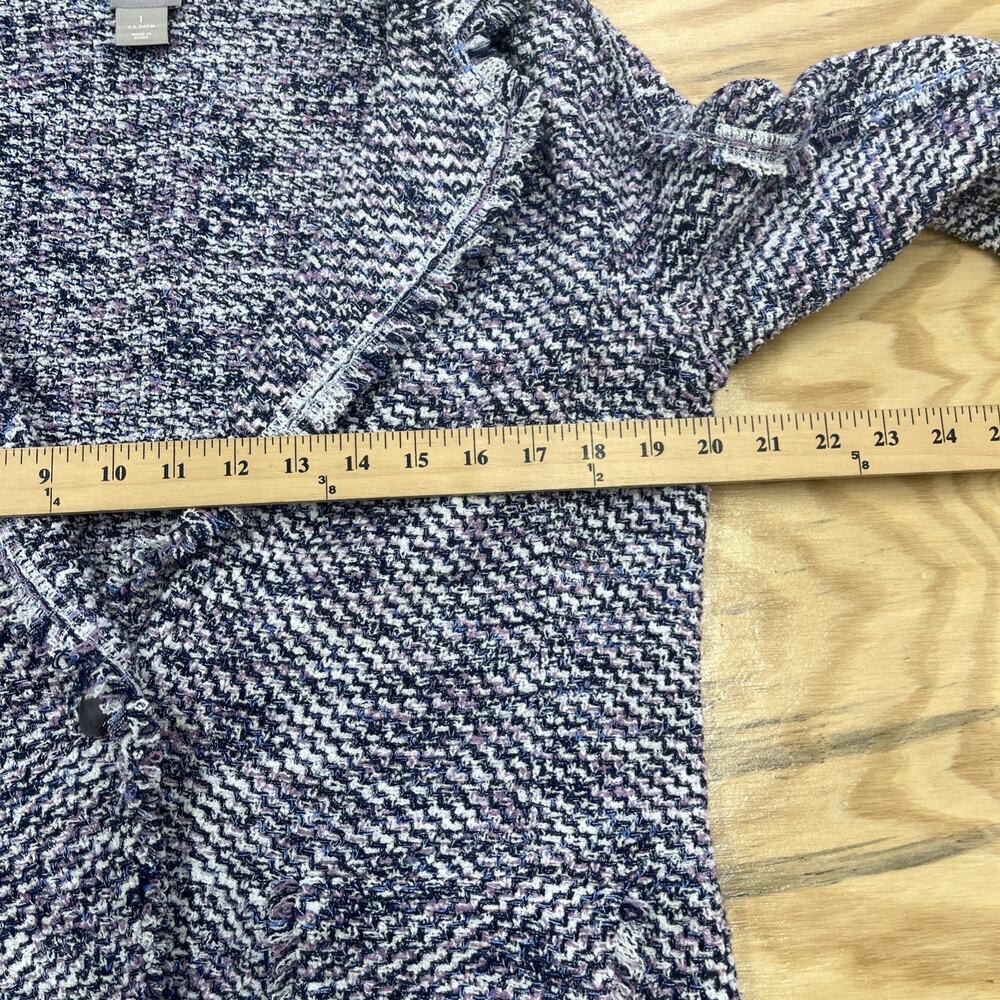 Chico's Textured Knit Blazer Jacket Stretch Purple Size 1 8 10 Career Preppy - Picture 11 of 13